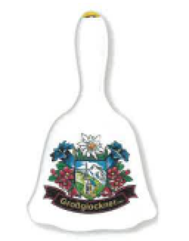 Porzellan Glocke m. Goldverzierung H 9,5cm Motiv 45mm